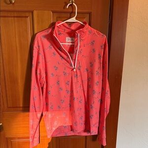 Waggle Coral Jacket with Blue Palm Print